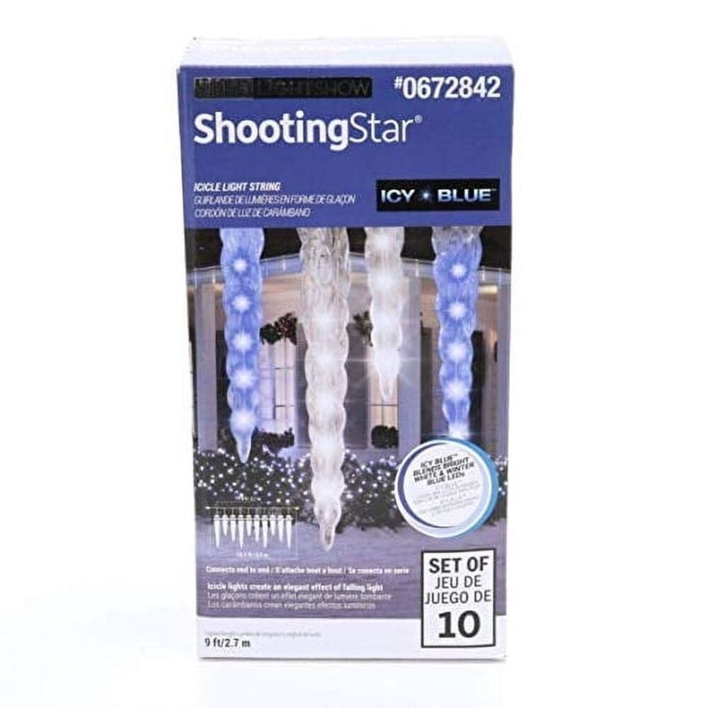 Gemmy Lightshow 10 icy Blue LED Falling Shooting Star Christmas Icicle Light